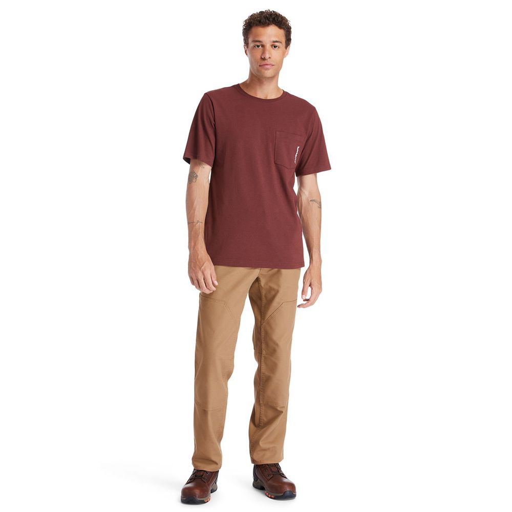Camisetas Masculino - Timberland Pro® Short Sleeve Base Plate Wicking - HLNXU6874 - Bordeaux
